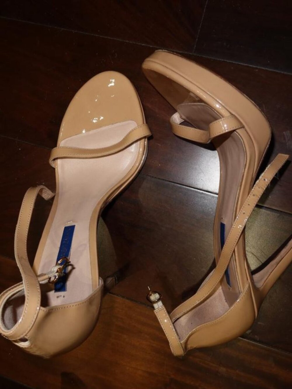 The NUDISTSONG Stuart Weitzman Nude Patent Leather Sandals